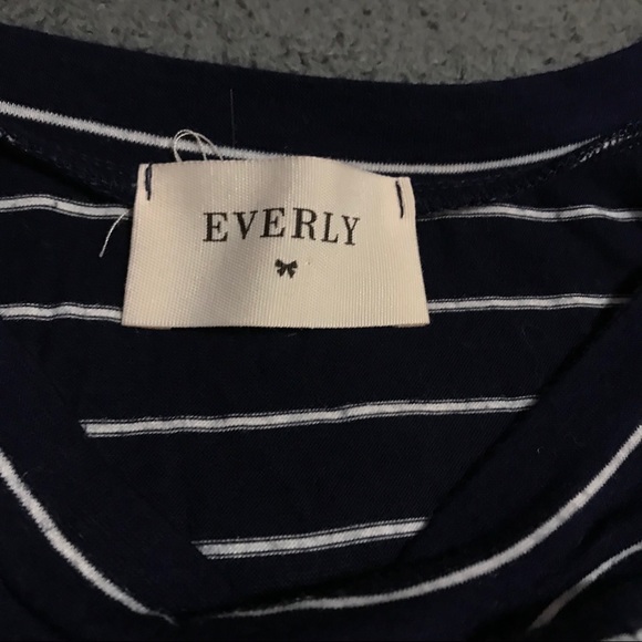 Navy and White Long Striped Shark Bite Tank - Picture 2 of 4